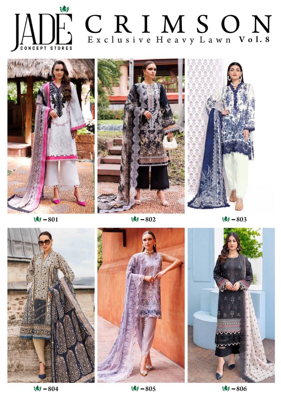 Jade Crimson Vol 8 Exclusive Lawn Pakistani Dress Material Orders In India